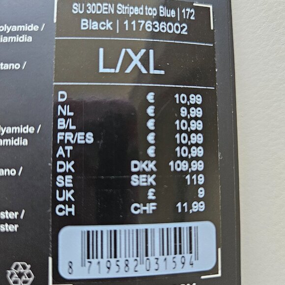 Hunkemoller 117636002 Stripe Top Stay Ups Black (Striped Top Blue) Size L/XL - Picture 5 of 5